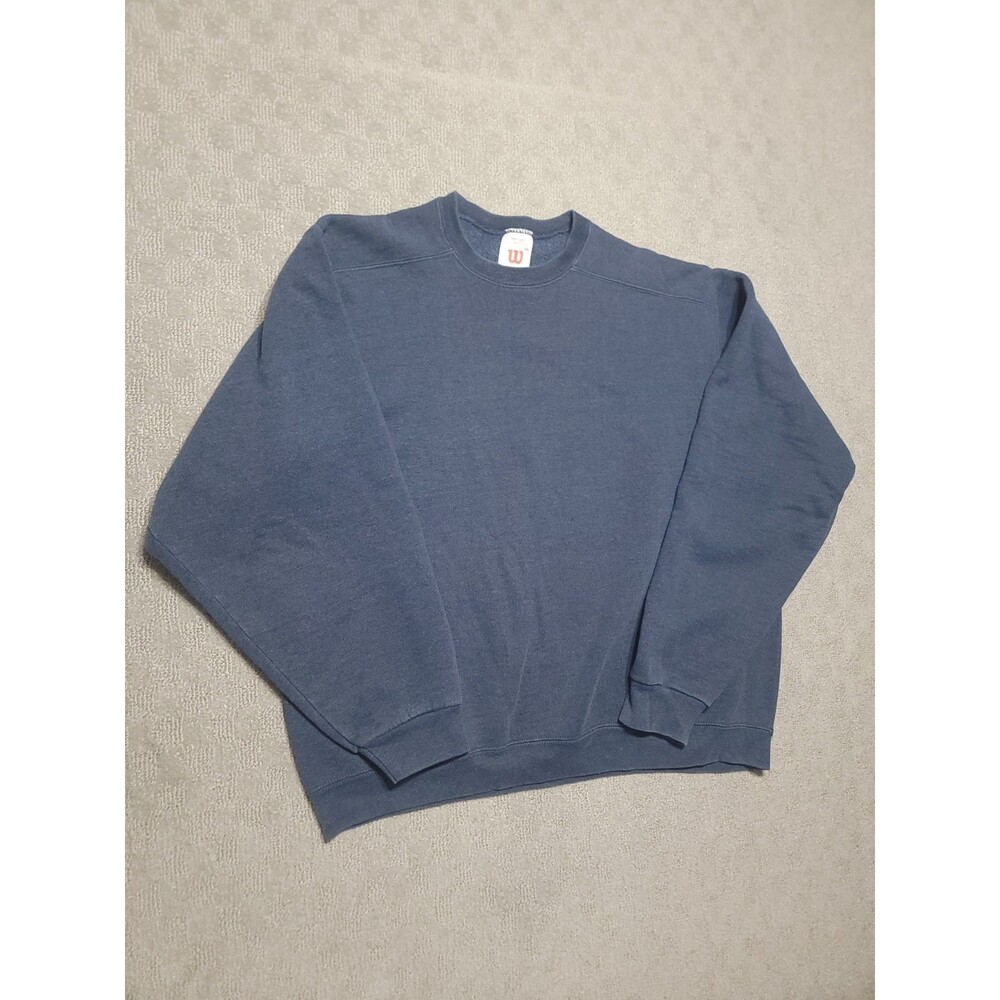 Wilson Sweatshirt Vintage Mens XXL Blue Fleece Crewneck Heavyweight Pullover Top